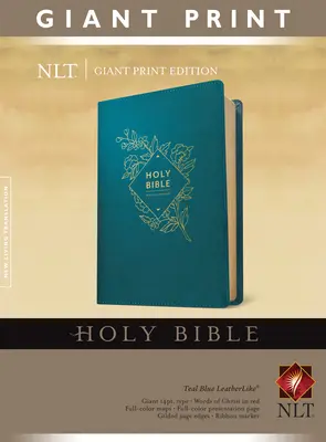 Sacra Bibbia, edizione a caratteri giganti NLT (Lettera rossa, similpelle, blu acqua) - Holy Bible, Giant Print NLT (Red Letter, Leatherlike, Teal Blue)