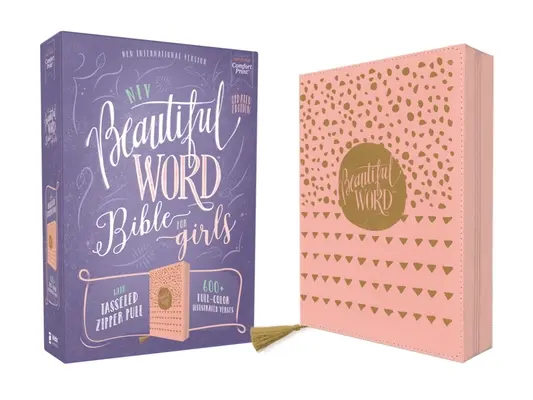 Niv, Bibbia delle belle parole per ragazze, edizione aggiornata, in pelle, con cerniera, rosa, lettere rosse, stampa comfort: 600+ versetti illustrati a colori - Niv, Beautiful Word Bible for Girls, Updated Edition, Leathersoft, Zippered, Pink, Red Letter, Comfort Print: 600+ Full-Color Illustrated Verses