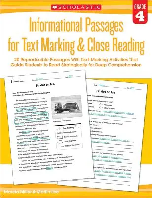 Passaggi informativi per la marcatura del testo e la lettura ravvicinata: Grado 4: 20 brani riproducibili con attività di marcatura del testo che guidano gli studenti a leggere meglio. - Informational Passages for Text Marking & Close Reading: Grade 4: 20 Reproducible Passages with Text-Marking Activities That Guide Students to Read St