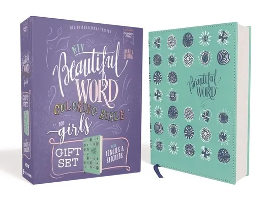 Niv, Bibbia delle belle parole da colorare per ragazze, set regalo con matita e adesivi, aggiornato, sovraccoperta in pelle, verde acqua, stampa comfort: 600+ versetti da colorare - Niv, Beautiful Word Coloring Bible for Girls Pencil/Sticker Gift Set, Updated, Leathersoft Over Board, Teal, Comfort Print: 600+ Verses to Color