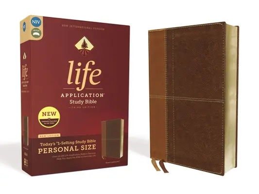 Niv, Bibbia per lo studio dell'applicazione della vita, Terza edizione, formato personale, pelle e cuoio, marrone, edizione a lettere rosse - Niv, Life Application Study Bible, Third Edition, Personal Size, Leathersoft, Brown, Red Letter Edition