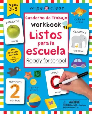 Wipe Clean: Libro di lavoro bilingue pronto per la scuola: Età 3-5 anni; con penna Wipe Clean - Wipe Clean: Bilingual Workbook Ready for School: Ages 3-5; With Wipe Clean Pen