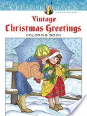Libro da colorare di auguri natalizi vintage di Creative Haven - Creative Haven Vintage Christmas Greetings Coloring Book