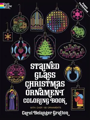 Libro da colorare sulle decorazioni natalizie in vetro colorato - Stained Glass Christmas Ornament Coloring Book