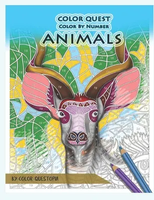Color Quest Color by Number Animals: Libro da colorare per adulti Jumbo per alleviare lo stress - Color Quest Color by Number Animals: Jumbo Adult Coloring Book for Stress Relief