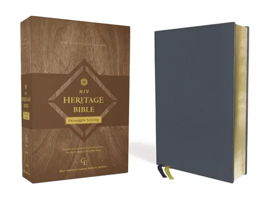 Niv, Bibbia Heritage, Impostazione Passaggio, Vera pelle, bufalo, blu, linea abbinata, bordi dorati, stampa comfort: Unisce elegantemente il singolo e il - Niv, Heritage Bible, Passaggio Setting, Genuine Leather, Buffalo, Blue, Line Matched, Art Gilded Edges, Comfort Print: Elegantly Uniting Single and Do