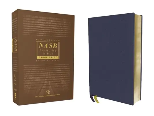 Nasb, Bibbia Thinline, stampa grande, vera pelle, bufalo, blu, edizione a caratteri rossi, testo 1995, stampa confortevole - Nasb, Thinline Bible, Large Print, Genuine Leather, Buffalo, Blue, Red Letter Edition, 1995 Text, Comfort Print