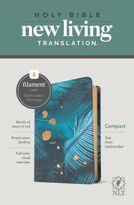 Bibbia compatta NLT, edizione compatibile con i filamenti (lettera rossa, similpelle, palma verde) - NLT Compact Bible, Filament Enabled Edition (Red Letter, Leatherlike, Teal Palm)