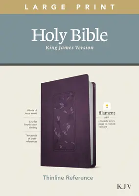 Bibbia di riferimento KJV Thinline a stampa grande, edizione abilitata al filamento (Lettera rossa, similpelle, floreale/viola) - KJV Large Print Thinline Reference Bible, Filament Enabled Edition (Red Letter, Leatherlike, Floral/Purple)
