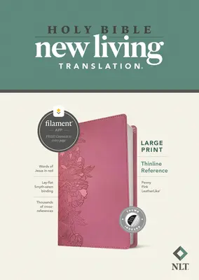 Bibbia di riferimento NLT Thinline a stampa grande, edizione abilitata al filamento (lettera rossa, similpelle, rosa peonia, indicizzata) - NLT Large Print Thinline Reference Bible, Filament Enabled Edition (Red Letter, Leatherlike, Peony Pink, Indexed)