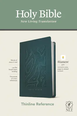 Bibbia di riferimento NLT Thinline, edizione con filamento (lettere rosse, similpelle, blu acqua) - NLT Thinline Reference Bible, Filament Enabled Edition (Red Letter, Leatherlike, Teal Blue)