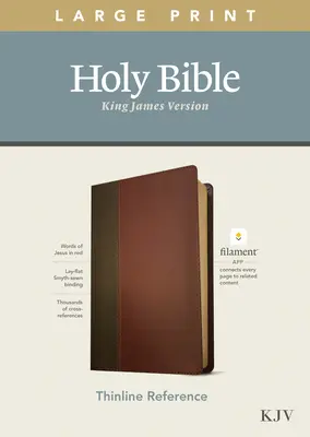 Bibbia di riferimento thinline a stampa grande KJV, edizione abilitata ai filamenti (lettera rossa, similpelle, marrone/mogano) - KJV Large Print Thinline Reference Bible, Filament Enabled Edition (Red Letter, Leatherlike, Brown/Mahogany)