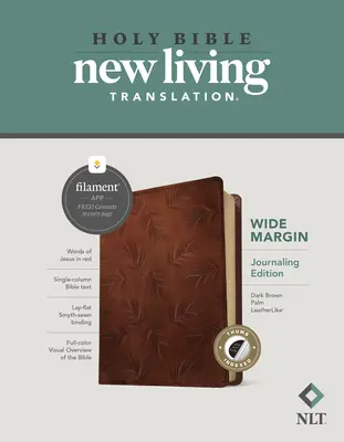 Bibbia NLT a margini larghi, edizione abilitata al filamento (lettere rosse, similpelle, palmo marrone scuro, indicizzata) - NLT Wide Margin Bible, Filament Enabled Edition (Red Letter, Leatherlike, Dark Brown Palm, Indexed)