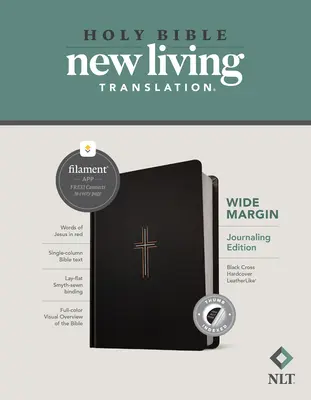 Bibbia NLT a margini larghi, edizione compatibile con i filamenti (lettera rossa, copertina rigida in pelle, croce nera, indicizzata) - NLT Wide Margin Bible, Filament Enabled Edition (Red Letter, Hardcover Leatherlike, Black Cross, Indexed)
