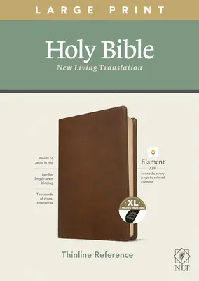 Bibbia di riferimento thinline a stampa grande NLT, edizione abilitata ai filamenti (lettera rossa, similpelle, marrone rustico, indicizzata) - NLT Large Print Thinline Reference Bible, Filament Enabled Edition (Red Letter, Leatherlike, Rustic Brown, Indexed)