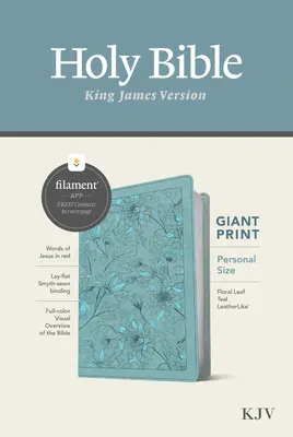 Bibbia KJV formato personale a stampa gigante, edizione abilitata ai filamenti (lettera rossa, similpelle, verde acqua con foglie floreali) - KJV Personal Size Giant Print Bible, Filament Enabled Edition (Red Letter, Leatherlike, Floral Leaf Teal)