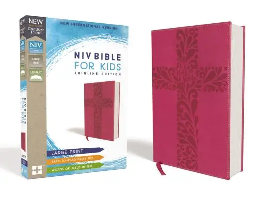 Niv, Bibbia per ragazzi, stampa grande, pelle morbida, rosa, lettere rosse, stampa comfort: Edizione Thinline - Niv, Bible for Kids, Large Print, Leathersoft, Pink, Red Letter, Comfort Print: Thinline Edition