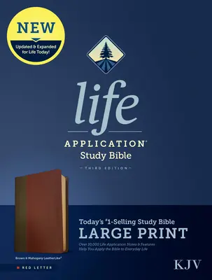 Bibbia KJV per lo studio dell'applicazione della vita, terza edizione, stampa grande (lettere rosse, similpelle, marrone/mogano) - KJV Life Application Study Bible, Third Edition, Large Print (Red Letter, Leatherlike, Brown/Mahogany)