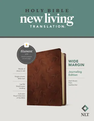 Bibbia NLT a margini larghi, edizione con filigrana (lettere rosse, similpelle, palmo marrone scuro) - NLT Wide Margin Bible, Filament Enabled Edition (Red Letter, Leatherlike, Dark Brown Palm)
