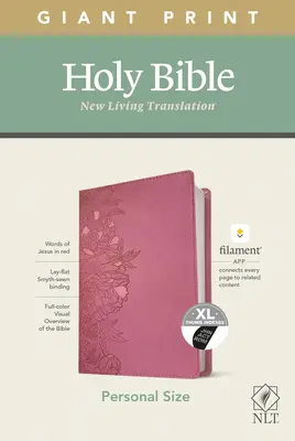 Bibbia NLT formato personale a stampa gigante, edizione con filamento (lettere rosse, similpelle, rosa peonia, indicizzata) - NLT Personal Size Giant Print Bible, Filament Enabled Edition (Red Letter, Leatherlike, Peony Pink, Indexed)
