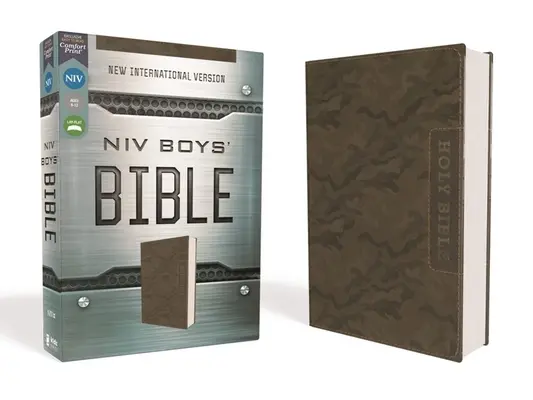 Niv, Bibbia per ragazzi, pelle di cuoio, marrone mimetico, stampa comfort - Niv, Boys' Bible, Leathersoft, Brown Camo, Comfort Print