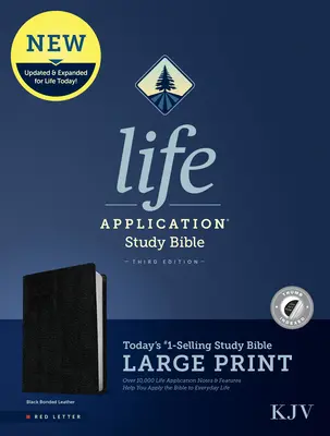 Bibbia KJV per lo studio dell'applicazione della vita, terza edizione, stampa grande (Lettera rossa, cuoio legato, nero, indicizzato) - KJV Life Application Study Bible, Third Edition, Large Print (Red Letter, Bonded Leather, Black, Indexed)