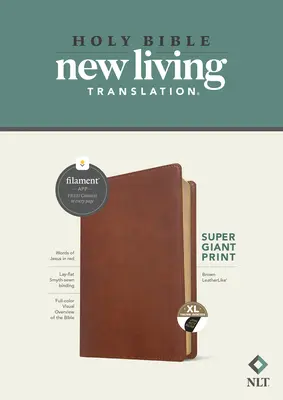 Bibbia NLT Super Giant Print, edizione abilitata ai filamenti (lettera rossa, similpelle, marrone, indicizzata) - NLT Super Giant Print Bible, Filament Enabled Edition (Red Letter, Leatherlike, Brown, Indexed)