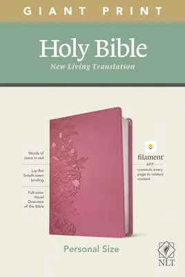 Bibbia NLT Personal Size Giant Print, Edizione abilitata ai filamenti (Lettera rossa, similpelle, rosa peonia) - NLT Personal Size Giant Print Bible, Filament Enabled Edition (Red Letter, Leatherlike, Peony Pink)