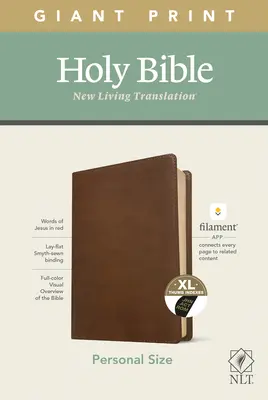 Bibbia NLT Personal Size Giant Print, Edizione con filamento (Lettera rossa, similpelle, marrone rustico, indicizzata) - NLT Personal Size Giant Print Bible, Filament Enabled Edition (Red Letter, Leatherlike, Rustic Brown, Indexed)