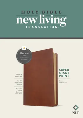 Bibbia NLT Super Giant Print, edizione con filamento (Lettera rossa, similpelle, marrone) - NLT Super Giant Print Bible, Filament Enabled Edition (Red Letter, Leatherlike, Brown)