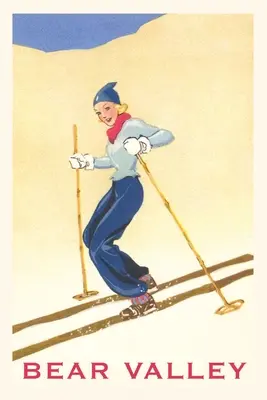 Diario d'epoca Donna che scia giù per la collina, Bear Valley - The Vintage Journal Woman Skiing Down Hill, Bear Valley