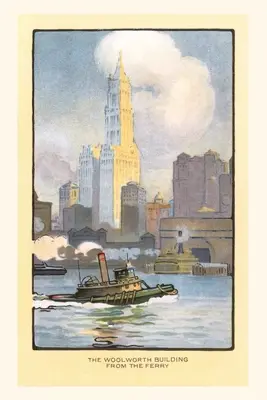 Diario d'epoca Dipinto del Woolworth Building dal traghetto, New York City - Vintage Journal Painting of Woolworth Building from Ferry, New York City