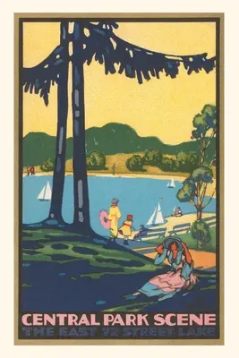 Diario d'epoca Poster Art Deco, scena di Central Park, New York City - Vintage Journal Art Deco Poster, Central Park Scene, New York City