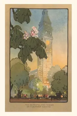Rivista d'epoca Rendering Art Deco della Metropolitan Tower, New York City - Vintage Journal Art Deco Rendering of Metropolitan Tower, New York City