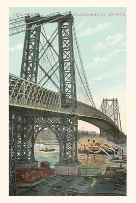 Diario d'epoca Barca in fiamme sotto il ponte di Williamsburg, New York City - Vintage Journal Boat on Fire under Williamsburg Bridge, New York City