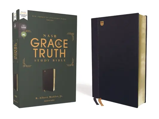Nasb, Bibbia per lo studio della grazia e della verità, Pelle di cuoio, Navy, Lettera rossa, 1995 Testo, Stampa comfort - Nasb, the Grace and Truth Study Bible, Leathersoft, Navy, Red Letter, 1995 Text, Comfort Print