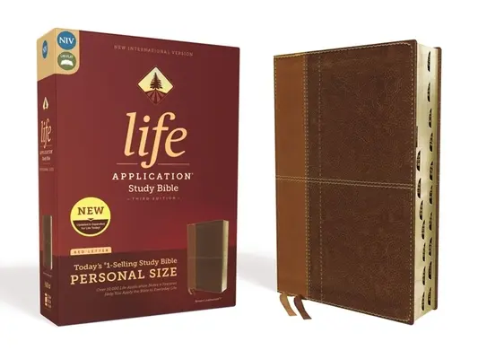 Niv, Bibbia per lo studio dell'applicazione della vita, terza edizione, formato personale, pelle di cuoio, marrone, indicizzata, edizione a lettere rosse - Niv, Life Application Study Bible, Third Edition, Personal Size, Leathersoft, Brown, Indexed, Red Letter Edition