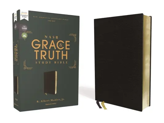 Nasb, Bibbia per lo studio della grazia e della verità, pelle europea incollata, nero, lettera rossa, testo del 1995, stampa comfort - Nasb, the Grace and Truth Study Bible, European Bonded Leather, Black, Red Letter, 1995 Text, Comfort Print