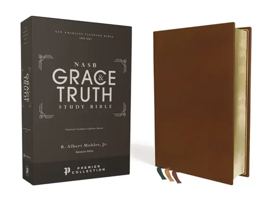 Nasb, Bibbia per lo studio di Grazia e Verità, pelle di capra pregiata, marrone, collezione Premier, lettere nere, testo 1995, bordi dorati, stampa comfort - Nasb, the Grace and Truth Study Bible, Premium Goatskin Leather, Brown, Premier Collection, Black Letter, 1995 Text, Art Gilded Edges, Comfort Print