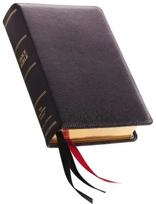 NKJV, Bibbia di consultazione a colonna singola, pelle pregiata, nera, edizione Sterling, stampa comfort - NKJV, Single-Column Reference Bible, Premium Leather, Black, Sterling Edition, Comfort Print
