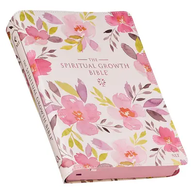 La Bibbia della crescita spirituale, Bibbia di studio, NLT - Nuova traduzione vivente della Bibbia, in ecopelle, con stampa floreale rosa-viola - The Spiritual Growth Bible, Study Bible, NLT - New Living Translation Holy Bible, Faux Leather, Pink Purple Printed Floral