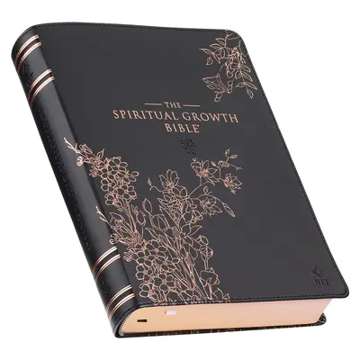 Bibbia per la crescita spirituale, Bibbia per lo studio, NLT - Bibbia sacra della Nuova Traduzione Vivente, ecopelle, nero oro rosa con fiori in rilievo - The Spiritual Growth Bible, Study Bible, NLT - New Living Translation Holy Bible, Faux Leather, Black Rose Gold Debossed Floral