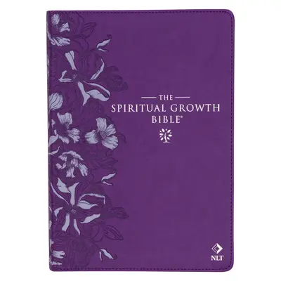Bibbia per la crescita spirituale, Bibbia per lo studio, NLT - Nuova traduzione vivente, ecopelle, fiori viola in rilievo - The Spiritual Growth Bible, Study Bible, NLT - New Living Translation Holy Bible, Faux Leather, Purple Debossed Floral