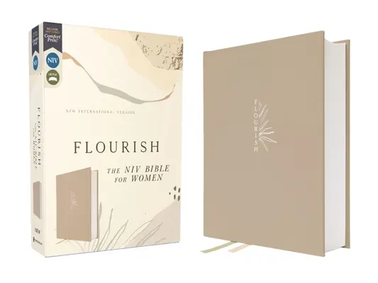 Flourish: La Bibbia NIV per le donne, in stoffa su tavola, crema, stampa confortevole - Flourish: The NIV Bible for Women, Cloth Over Board, Cream, Comfort Print
