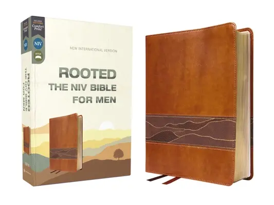 Radicati: La Bibbia NIV per gli uomini, in pelle morbida, marrone, stampa comfort - Rooted: The NIV Bible for Men, Leathersoft, Brown, Comfort Print