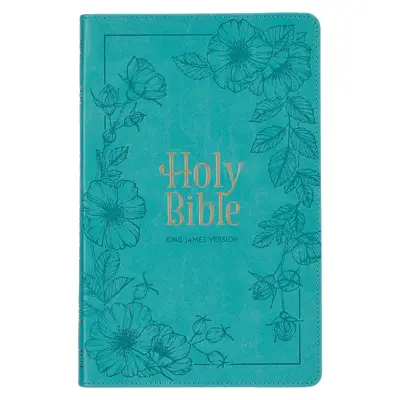 Bibbia KJV, edizione standard in ecopelle a lettere rosse - indice per il pollice e indicatore a nastro, versione di Re Giacomo, chiusura con cerniera floreale verde acqua - KJV Holy Bible, Standard Size Faux Leather Red Letter Edition - Thumb Index & Ribbon Marker, King James Version, Teal Floral Zipper Closure