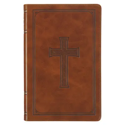 Bibbia sacra KJV, edizione a lettere rosse in ecopelle di dimensioni standard - Indice per il pollice e indicatore a nastro, versione di Re Giacomo, emblema a croce marrone miele - KJV Holy Bible, Standard Size Faux Leather Red Letter Edition Thumb Index, Ribbon Marker, King James Version, Honey Brown Cross Emblem