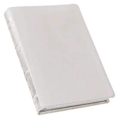 Bibbia KJV, edizione a stampa gigante in pelle pieno fiore Premium a lettere rosse - indice per il pollice e indicatore a nastro, versione di Re Giacomo, bianco - KJV Holy Bible, Giant Print Full-Size Premium Full Grain Leather Red Letter Edition - Thumb Index & Ribbon Marker, King James Version, White