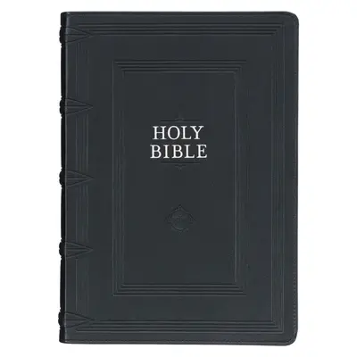 Bibbia di studio KJV, versione standard della Bibbia di Re Giacomo, linguette per il pollice, nastri, finta pelle, nero in rilievo - KJV Study Bible, Standard King James Version Holy Bible, Thumb Tabs, Ribbons, Faux Leather, Black Debossed