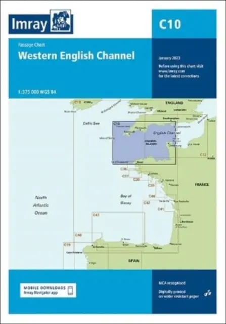 Imray Chart C10 - Carta dei passaggi della Manica occidentale - Imray Chart C10 - Western English Channel Passage Chart